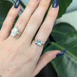 Zivah  Solid 14k Gold Aquamarine Ring with Natural Diamond Accents, Trillion 8mm