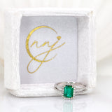 Sarai 14K White Gold Zambian Emerald and Diamond Ring | EM 7x5mm
