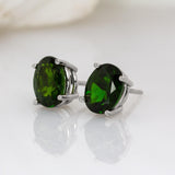Alvira 14K Solid Gold Chrome Diopside Solitaire Studs | OV 8x6mm