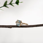 aquamarine 2.30 carat engagement ring in 14k white yellow gold | emerald cut 9x7mm