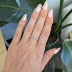 14K white gold natural diamond band ring, minimalist stackable