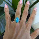14K yellow gold sleeping beauty turquoise ring
