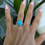 14K yellow gold sleeping beauty turquoise ring