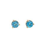 Zeenat Sky Blue Topaz Solitaire 3 Prong Martini Stud Earrings: 14k Solid Gold, Round 4mm