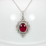 Madagascar Ruby Pendant with Natural Diamond Accents | Solid 14K Gold Fine Jewelry Necklace
