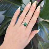 3.7Ct Zambian Emerald Ring with Lab Created Diamond: Solid 14K Gold, 12.6x8.2mm