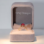 14K yellow gold star ruby cabochon ring with diamond accents