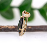 Devin 14k Solid Gold Ceylon Sapphire Pendant with Natural Diamonds Accents, Pear 8x6mm