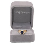 14K yellow gold Ceylon blue sapphire ring with diamond accents