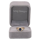 14K yellow gold Ceylon blue sapphire ring with diamond accents