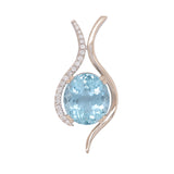 Kiana 7.8Ct Santa Maria Aquamarine Pendant with Natural Diamond Accents in Solid 14K Gold | Fine Blue Gemstone Jewelry