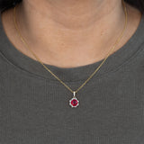 1.9Ct Madagascar Ruby Pendant with Earth Mined Diamond Accents in Solid 14K Gold – 6.5mm Round Gemstone Fine Jewelry