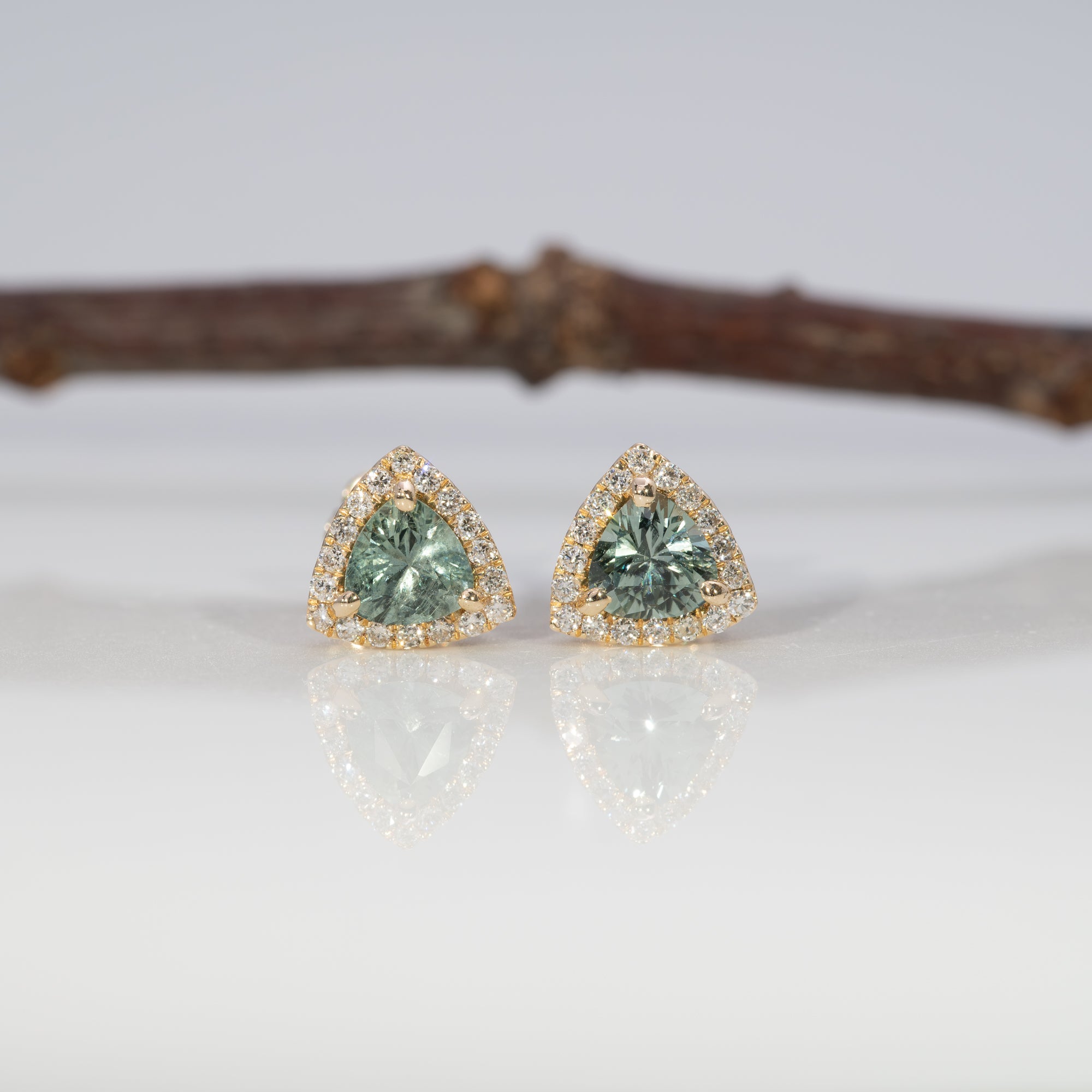 14K yellow gold montana sapphire earrings