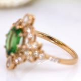 Supriya 14K Yellow Gold Tsavorite Garnet and Natural Diamonds Ring | Oval 9x7mm
