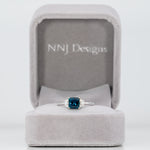 14K white gold indicolite tourmaline ring with diamond accents