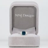 14K white gold indicolite tourmaline ring with diamond accents