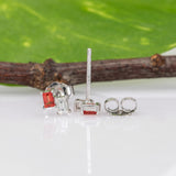 Elegant Emerald, Ruby, Yellow Sapphire and Orange Sapphire Studs with Diamond in 14K Gold | Emerald Cut