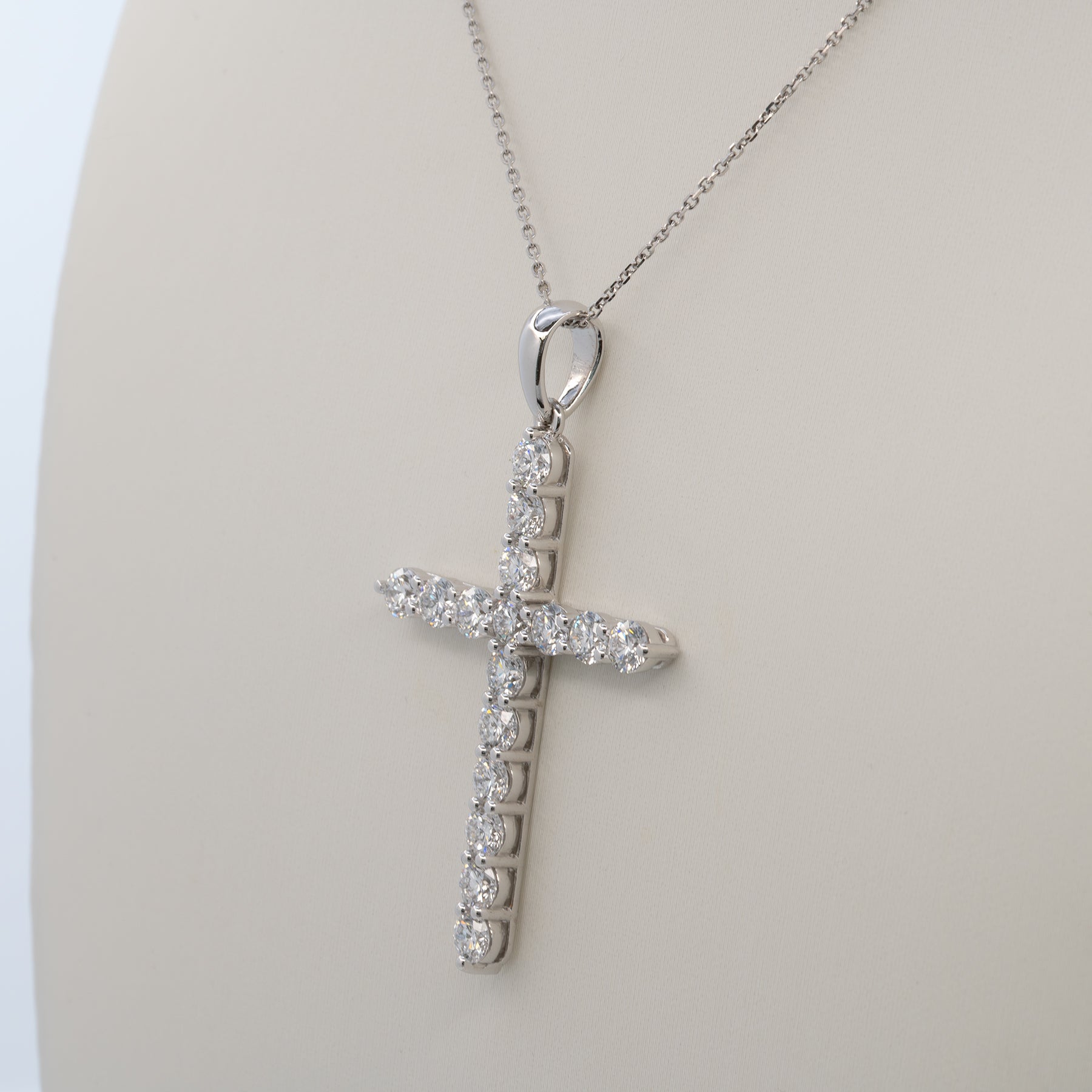 14K white gold lab grown diamond pendant with diamond accents