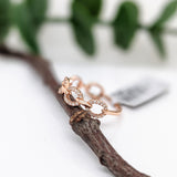 Charvi Solid 14K Rose Gold Natural Diamond Band Ring | Interlock Chain Design | Fine Jewelry