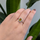 Erica 14K White and Rose Gold Ceylon Yellow Sapphire Ring | Emerald Cut 7x5mm