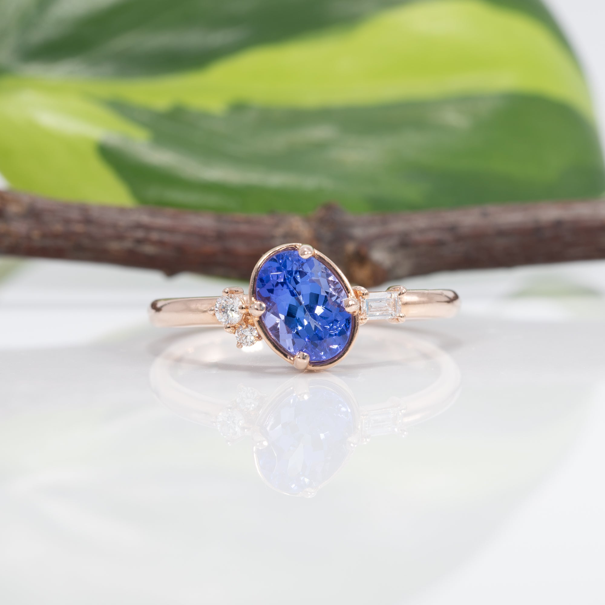 14K rose gold tanzanite ring