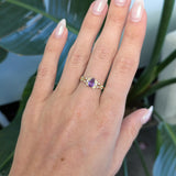 Aroha Solid 14K Gold Purple Sapphire Ring with Earth Mined Diamonds Accents, 8x4.5mm