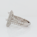 Modern East–West Emerald-Cut Semi-Mount Ring with Pavé Diamond Accents, Elegant 14K Gold Design Ready for Your Center Stone