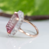 14K white & rose gold bi-color tourmaline ring with diamond accents