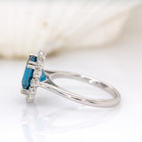 Rossana 14K White Gold London Blue Topaz Diamond Ring | Round 10mm