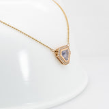 Cara Solid 14K Gold 1.3ct Sapphire Pendant with Chain, Earth Mined Diamonds Halo