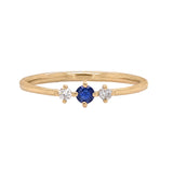 Jeannie 14K Yellow Gold AAA Ceylon Blue Sapphire and Diamond Ring | Round 3mm