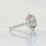3.2Ct Aquamarine Ring with Natural Diamonds Accents: Solid 14K Dual Gold, 11x9mm