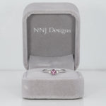 14K white gold minimal purple spinel ring with diamond accents