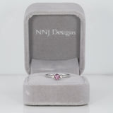 14K white gold minimal purple spinel ring with diamond accents