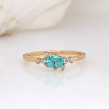 Kavya 14K Yellow Gold Afghan Paraiba Color Tourmaline Diamond Ring | 4.8mm