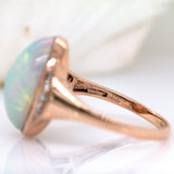 Harriet 14K Solid Rose Gold Ethiopian Opal and Diamond Ring | OV 17x13mm