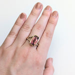 Netra 14K Yellow Gold 4.49cts Tourmaline Diamond Ring | Cushion Cut 14X8mm
