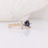 Ceylon Sapphire Ring w Natural Diamond Accents in Solid 14k Yellow Gold | RD 5mm