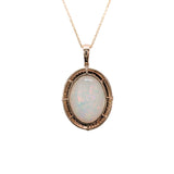 Italia 14K Yellow Gold 9.26cts Cabochon Opal Diamond Ring | Oval 20.5x15mm