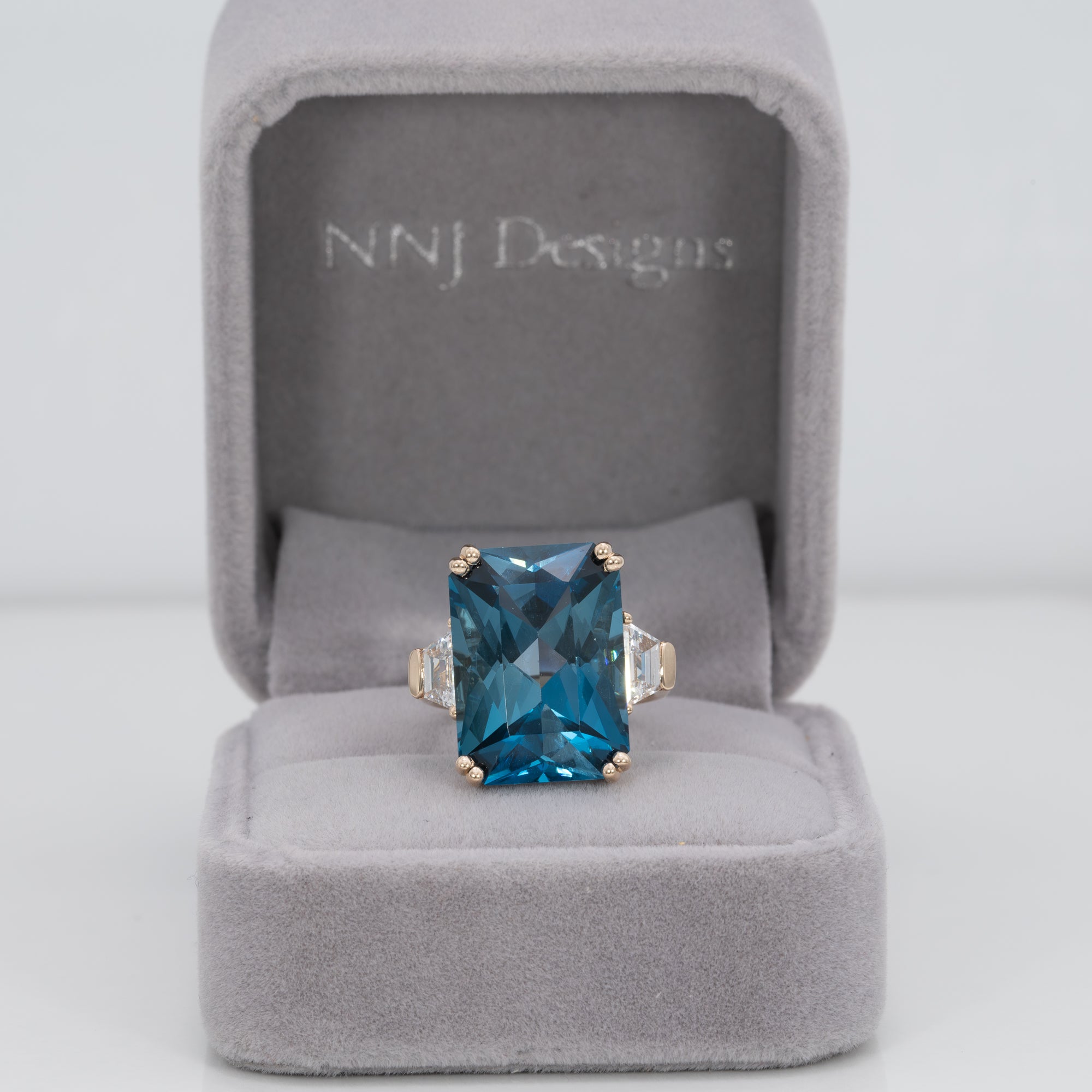 14K yellow gold london blue topaz ring