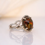 Naomi 14K White Gold Black Opal and Diamond Ring | Oval 12x10mm