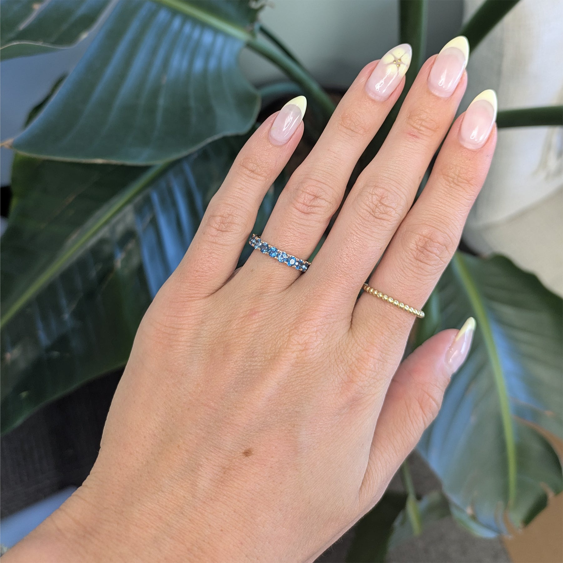 14K rose gold London blue topaz cluster ring
