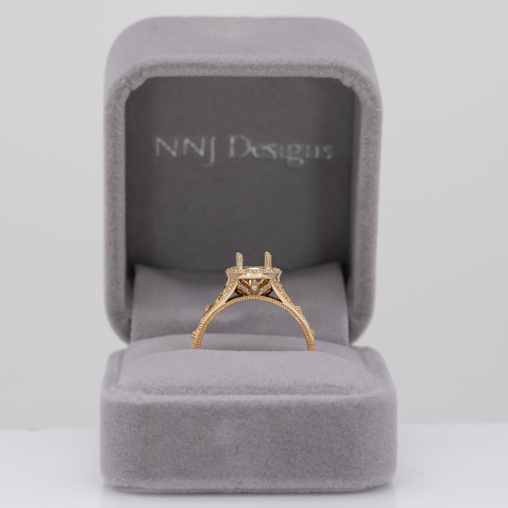 18K yellow gold diamond semi-mount ring setting