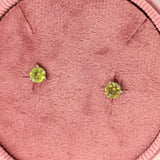 Peridot Round Martini Studs | 3 Prong Solitaire Stud Earrings
