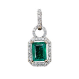 Shree 14K White Gold Zambian Emerald Diamond Pendant | EM 7x5mm
