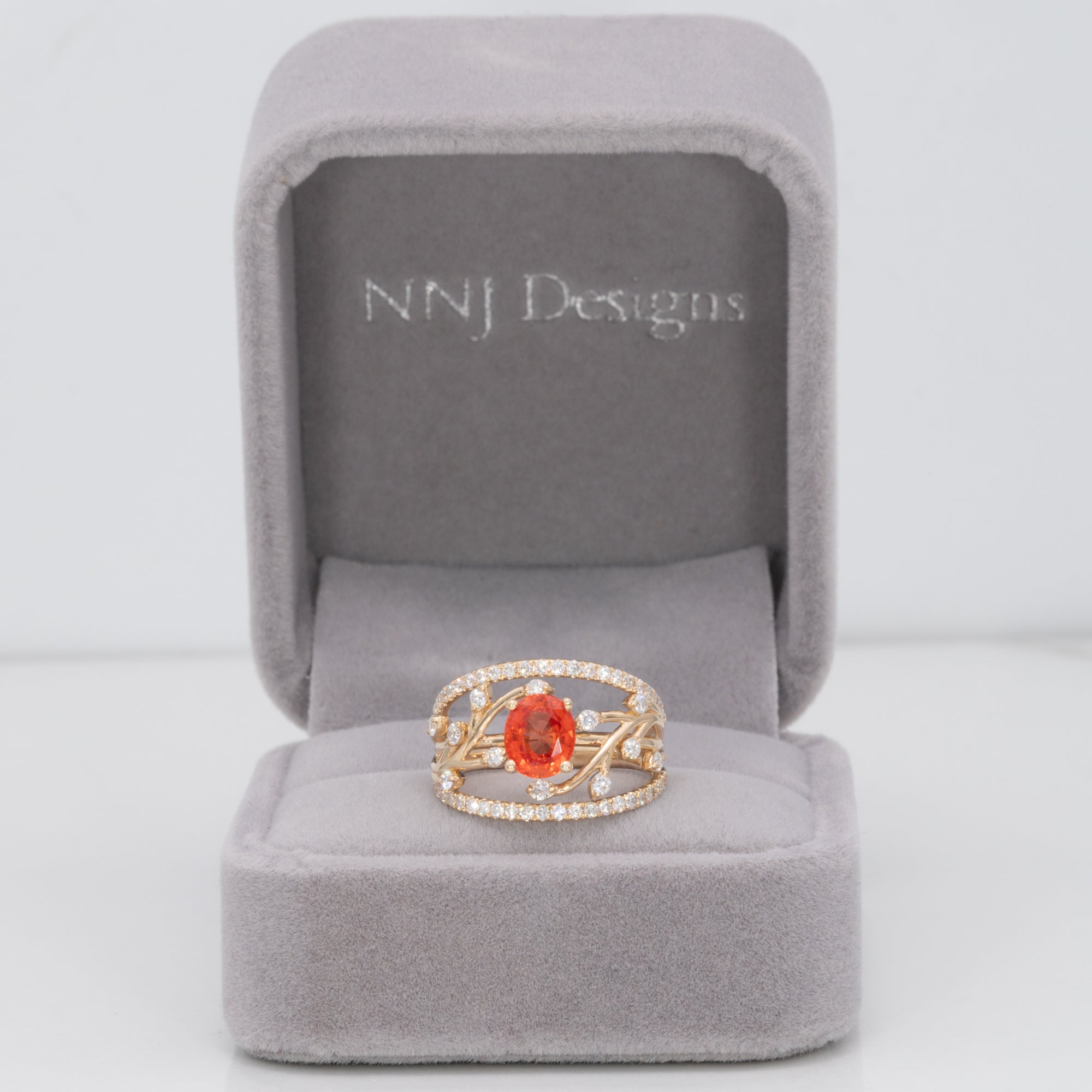 14K yellow gold padparadscha sapphire ring