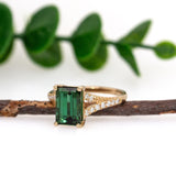 Sophie 14K Yellow Gold Chrome Tourmaline and Diamond Ring | EM 9.2x6.3mm