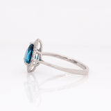 Grace 14K White Gold London Blue Topaz and Diamond Ring | PE 9x7mm