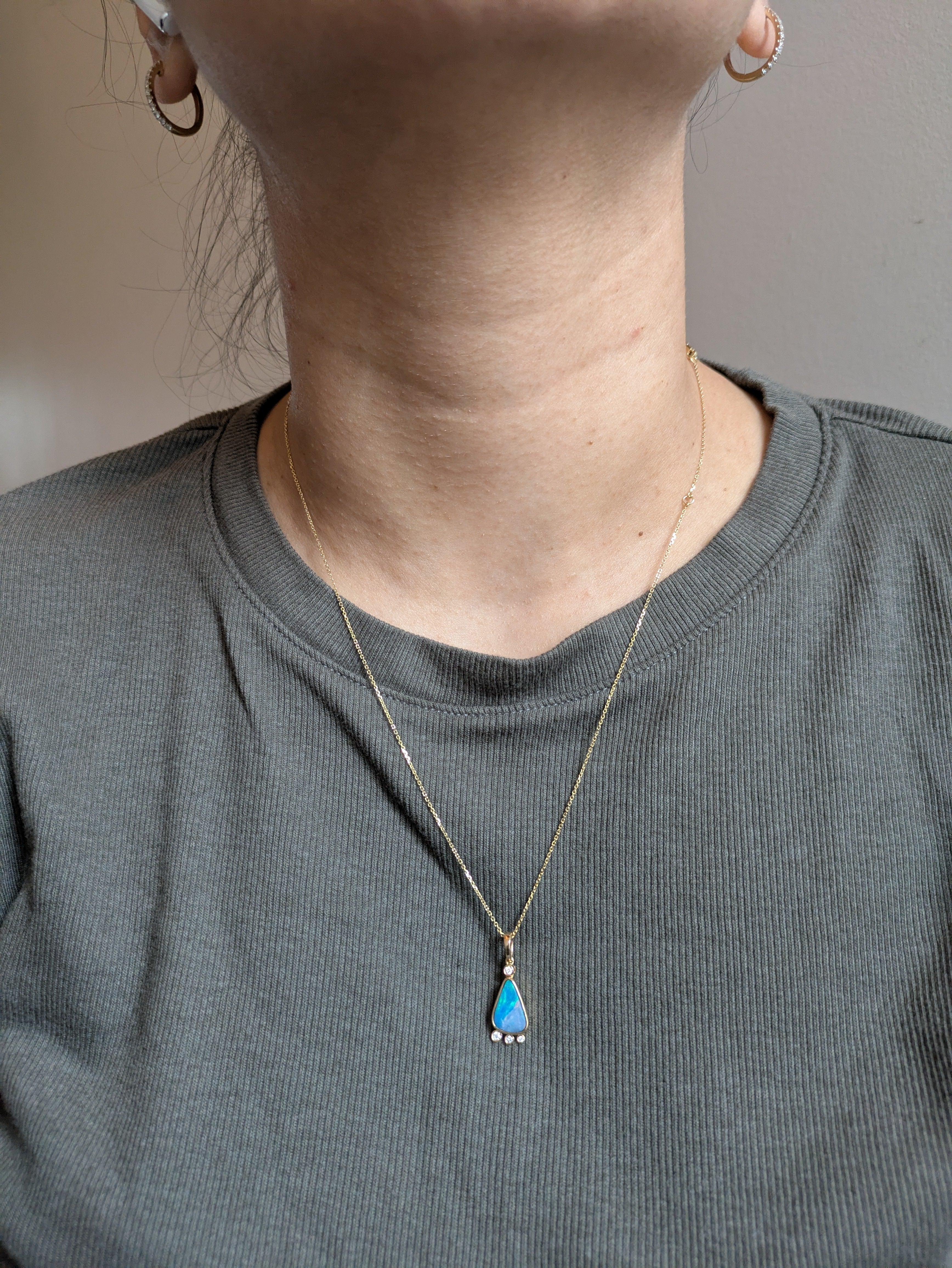 Revi 14K Yellow Gold 2.20cts Boulder Opal  Diamond Pendant