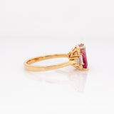 Calluna 14k Solid Gold Bi-color Tourmaline Ring with Natural Diamond Accents | 9x7mm